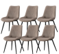 Preview: 6st. Esszimmerstühle Polster Küchenstuhl Leinenbezug + Metall Gestell beige