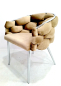Preview: Sessel Polsterstuhl Samtbezug gepolsterter Esszimmerstuhl Metallfuß beige