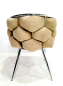 Preview: Sessel Polsterstuhl Samtbezug gepolsterter Esszimmerstuhl Metallfuß beige