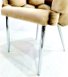 Preview: Sessel Polsterstuhl Samtbezug gepolsterter Esszimmerstuhl Metallfuß beige