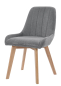 Preview: Polsterstuhl Esszimmerstuhl mit Massivholzbeinen Grau Leinen 95 mm