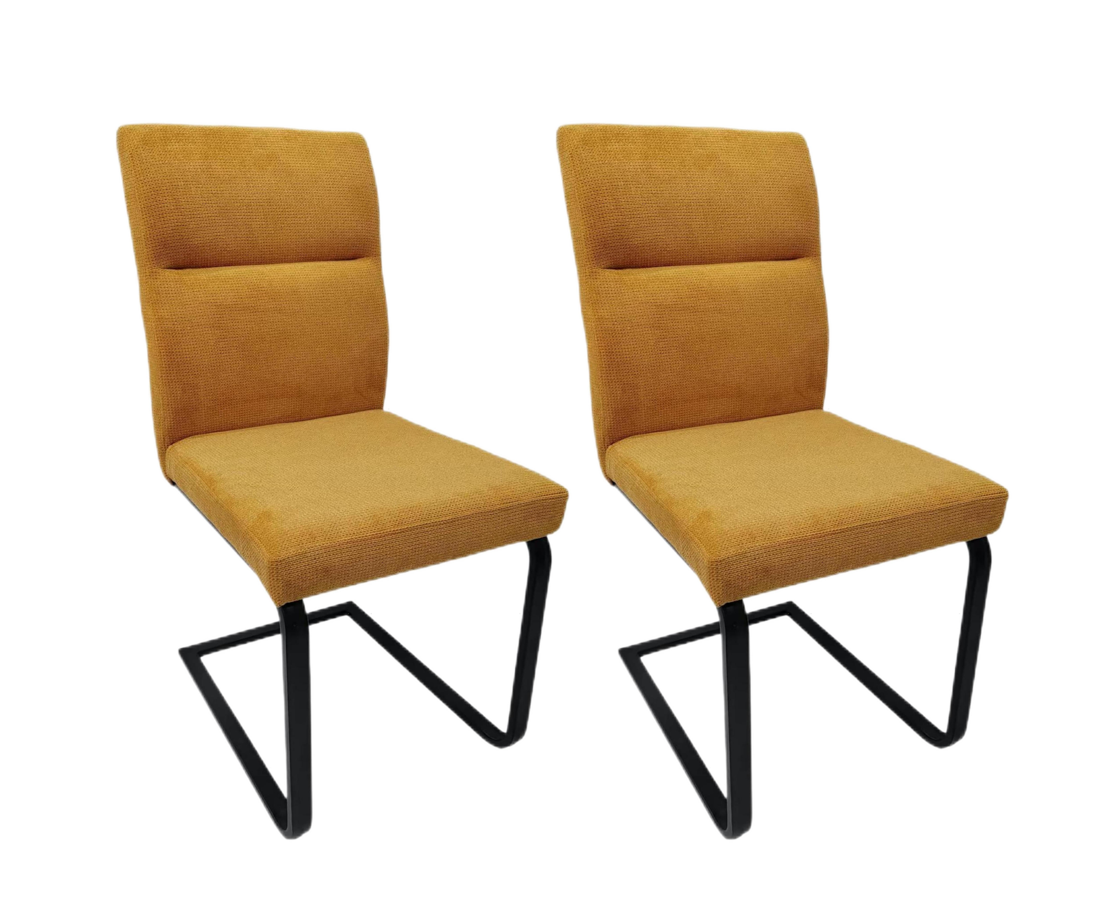 2x Essbank Polsterbank Essbank + 2x Freischwinger Esszimmerstuhl Leinenoptik