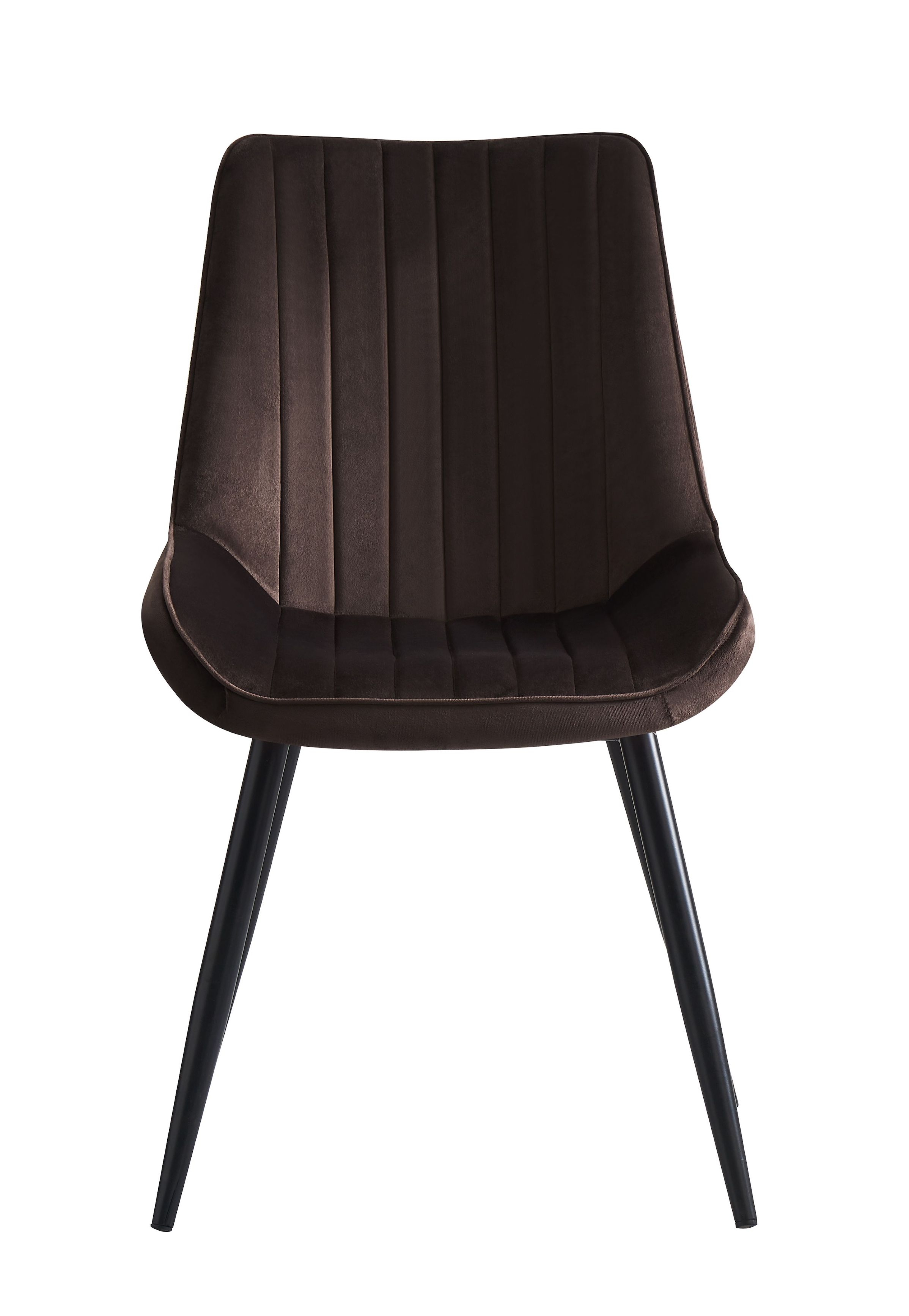 2x Esszimmerstühle Polster Küchenstuhl Samt Sitzfläche Metall Gestell Braun