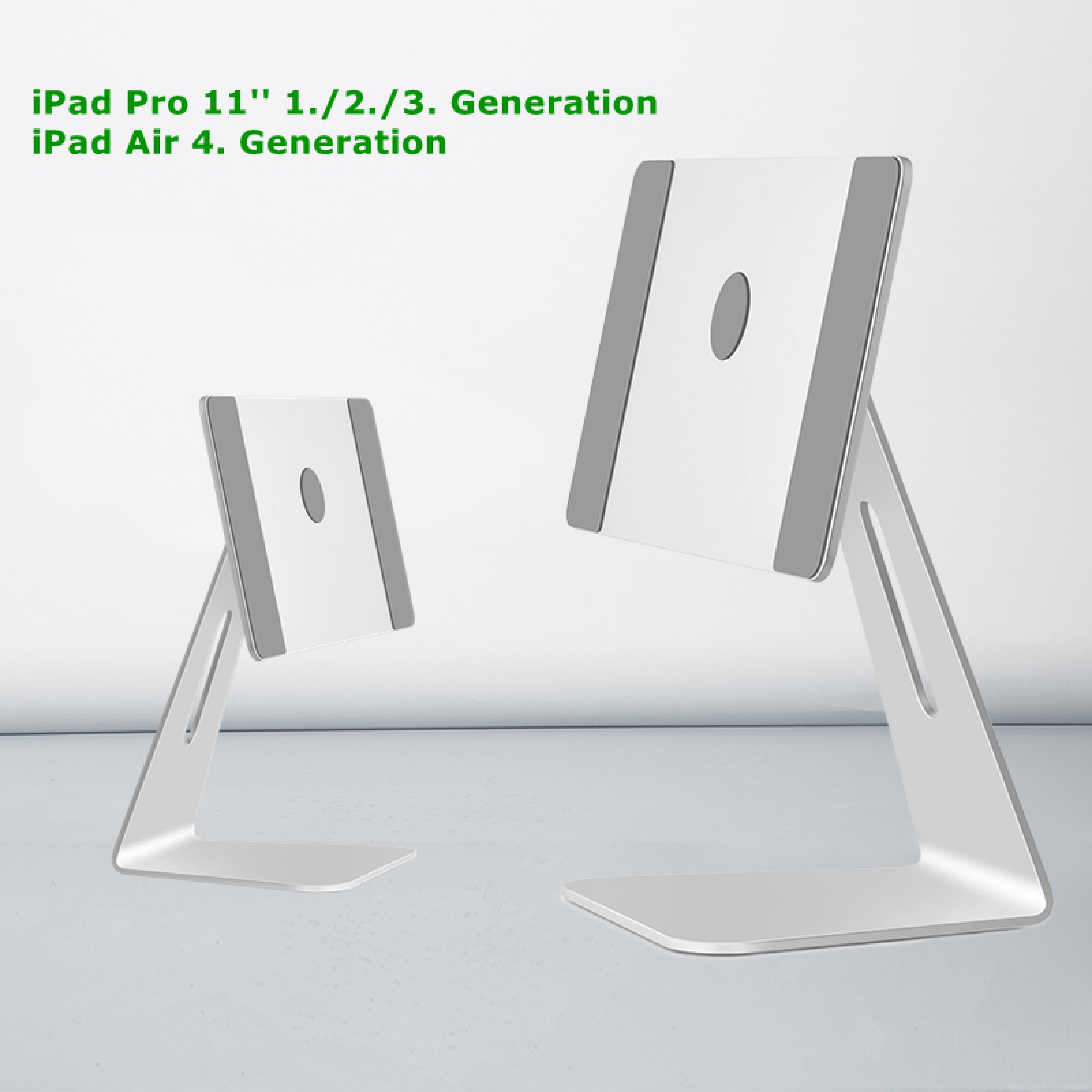 iPad Pro 11 1./2./3. & iPad Air 4 Generation magnetischer Ständer Halterung Alu verstellbar Silber