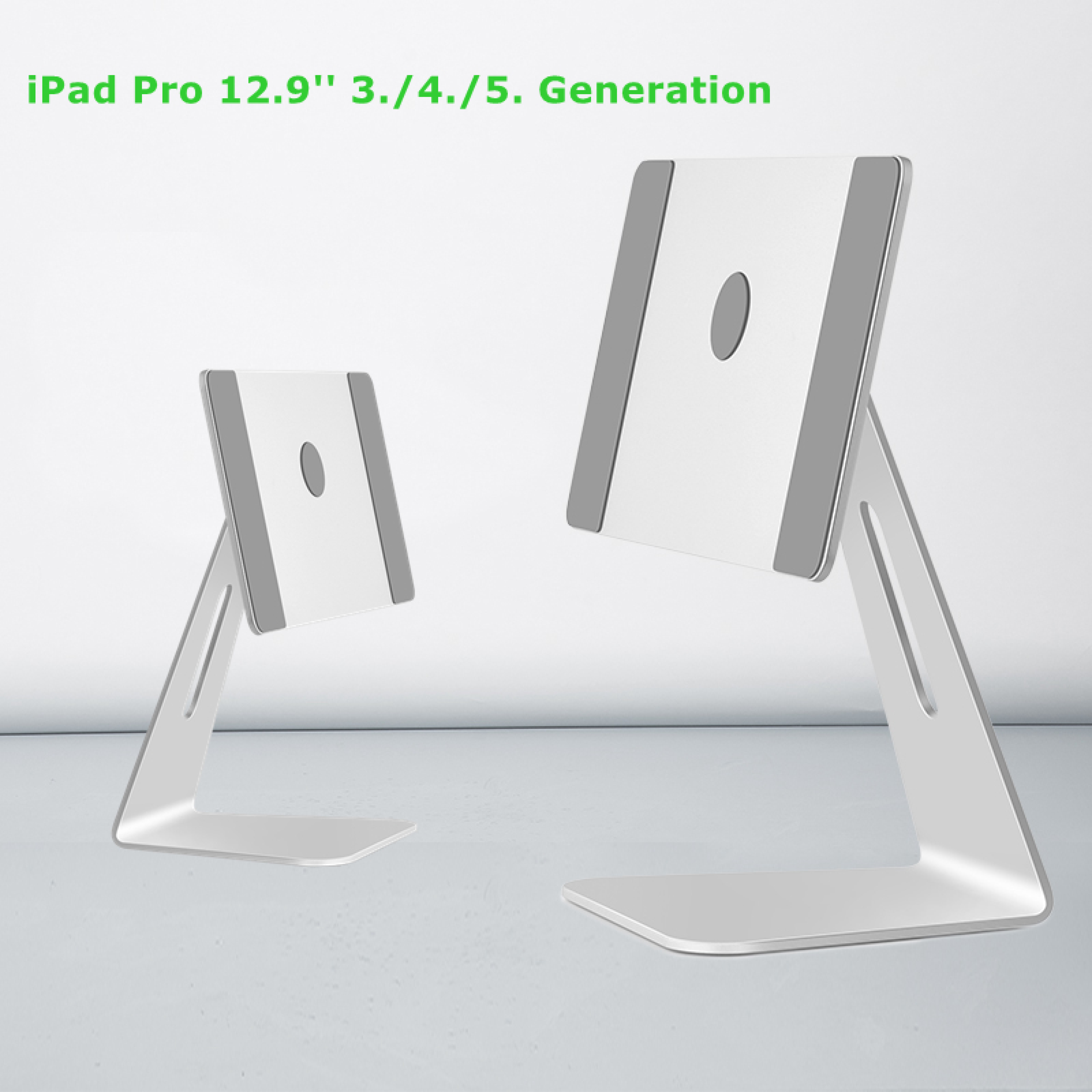 iPad Pro 12.9 3./4./5. magnetischer Ständer Halterung Alu verstellbar Silber 360° drehbar