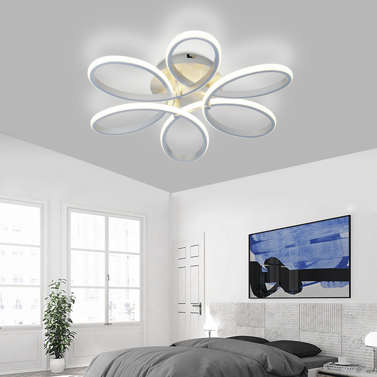 LED Deckenlampe Decken leuchte 20W Tageslicht 20K Silber Wohn  Schlafzimmer Lampe