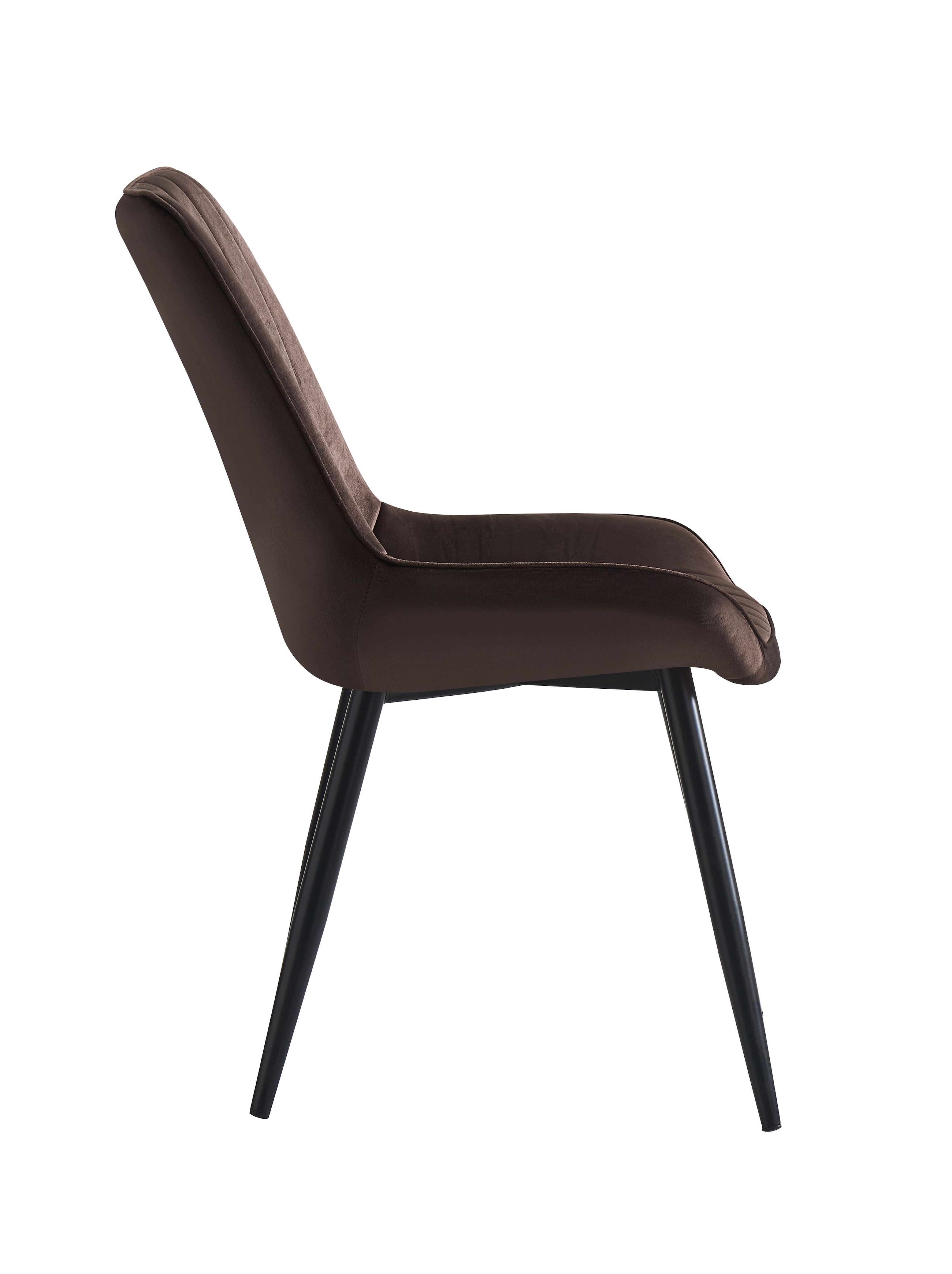 2x Esszimmerstühle Polster Küchenstuhl Samt Sitzfläche Metall Gestell Braun