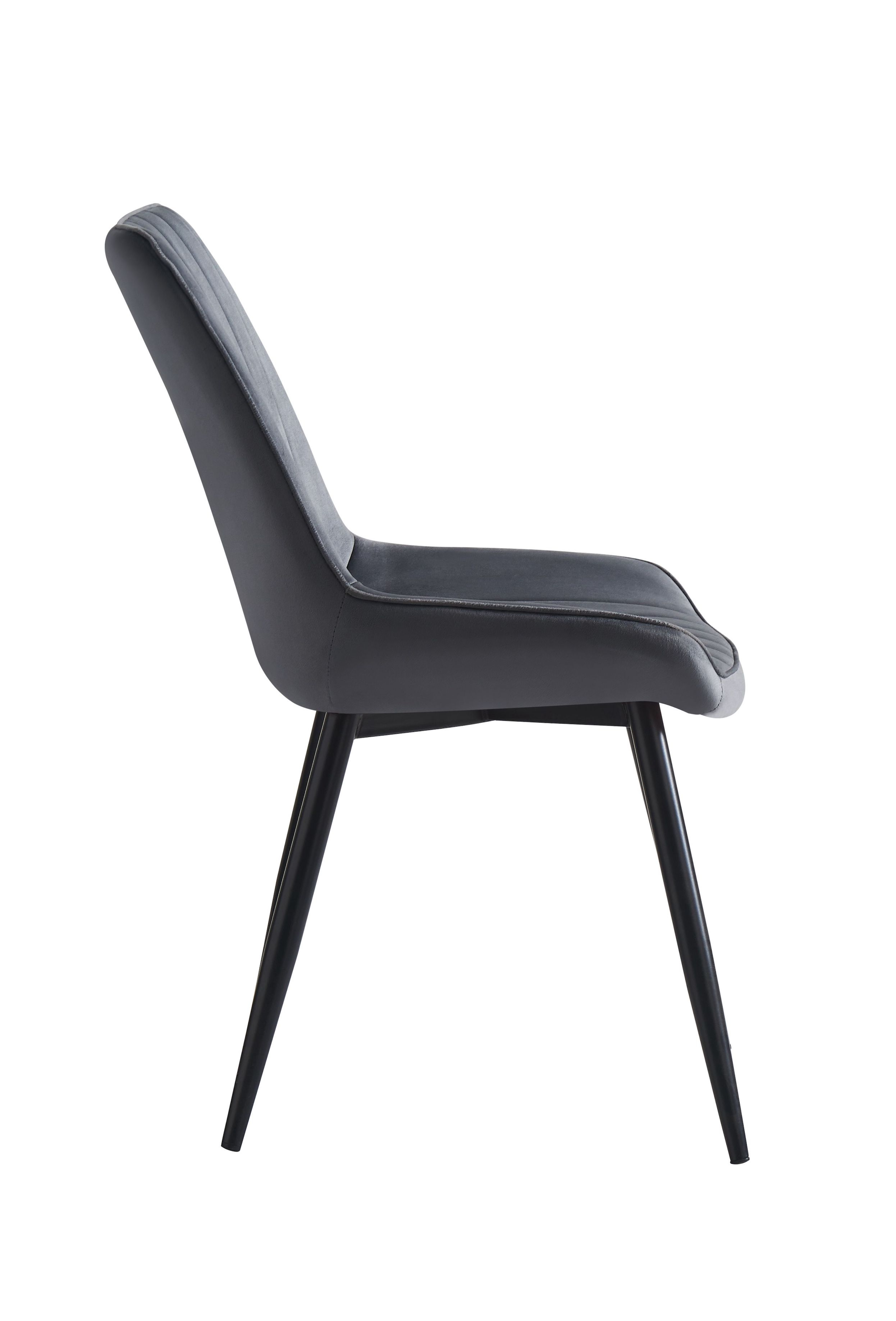 2x Esszimmerstühle Polster Küchenstuhl Samt Sitzfläche Metall Gestell dunkelgrau