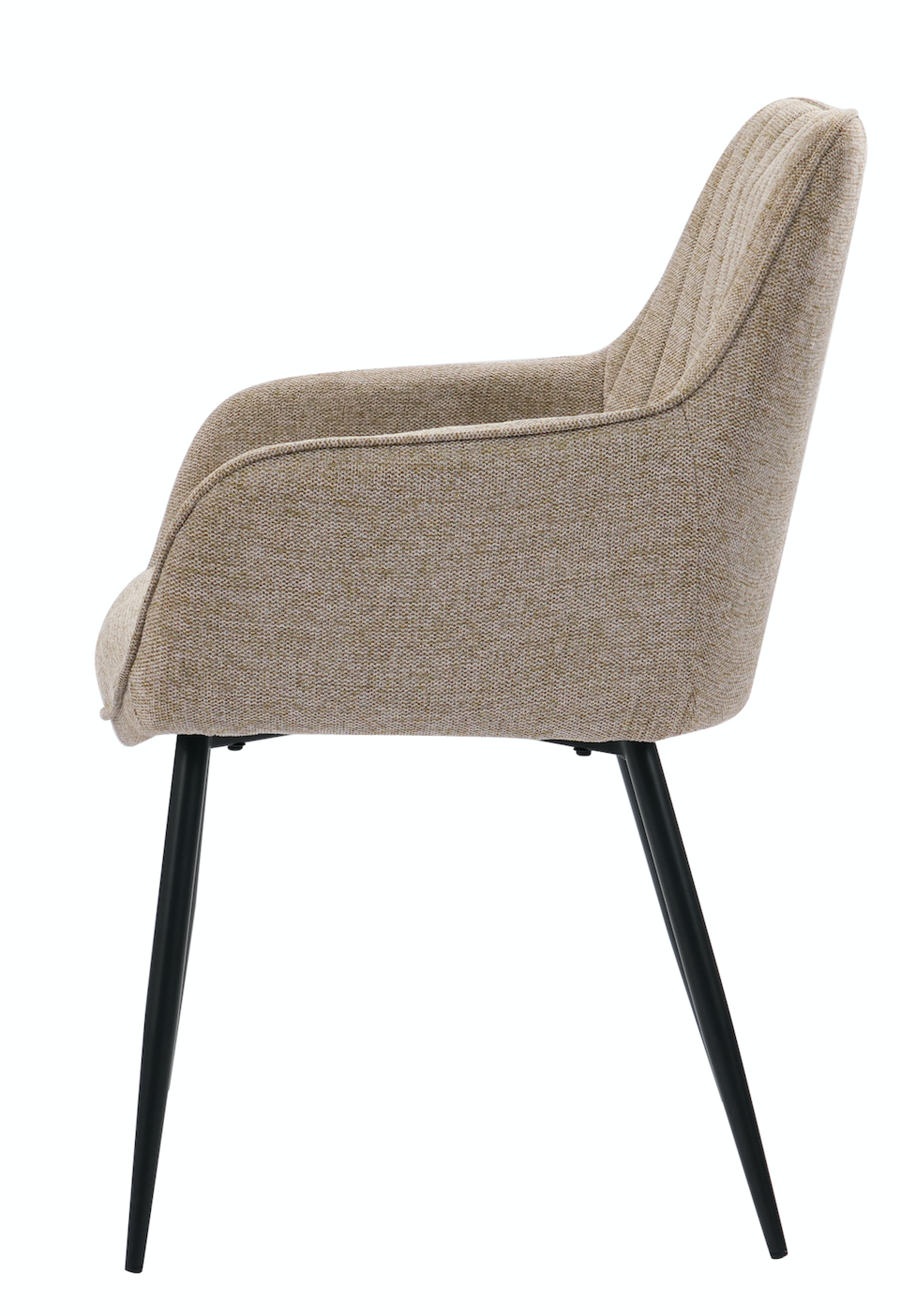 2x Polsterstuhl Esszimmerstuhl Armlehnen extra Sitzpolster Beige W-B-C