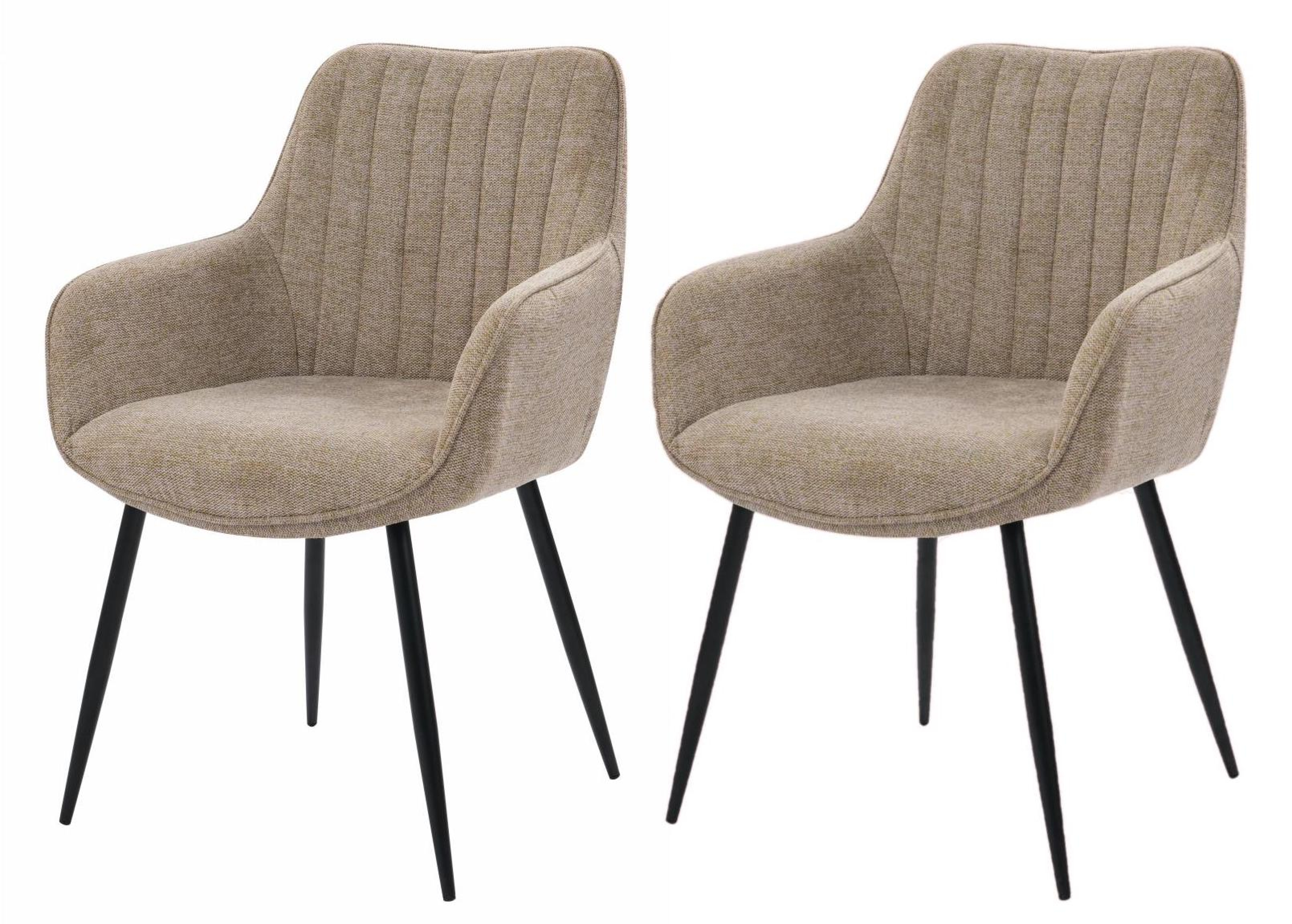 2x Polsterstuhl Esszimmerstuhl Armlehnen extra Sitzpolster Beige W-B-C