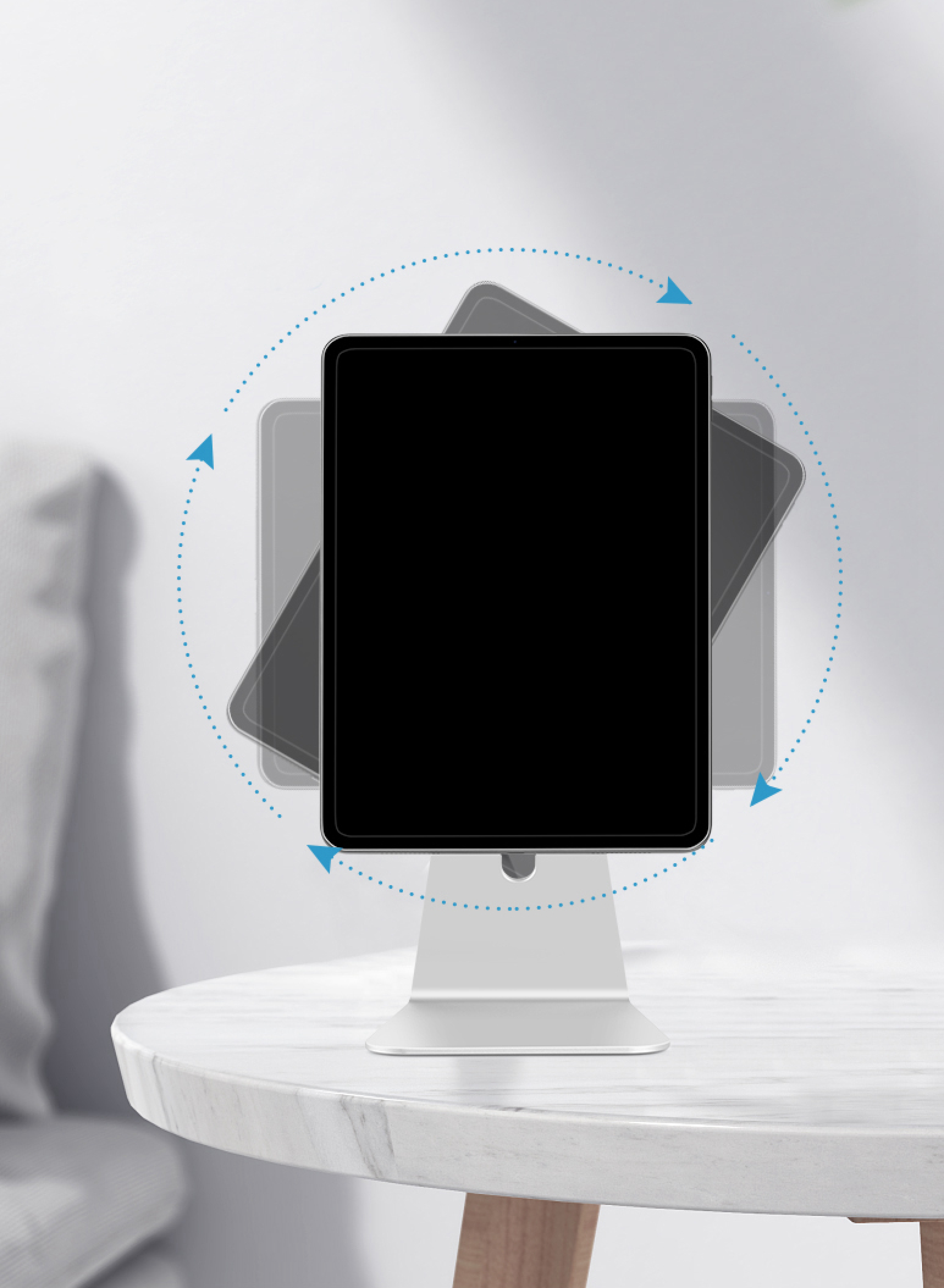 iPad Pro 12.9 3./4./5. magnetischer Ständer Halterung Alu verstellbar Silber 360° drehbar