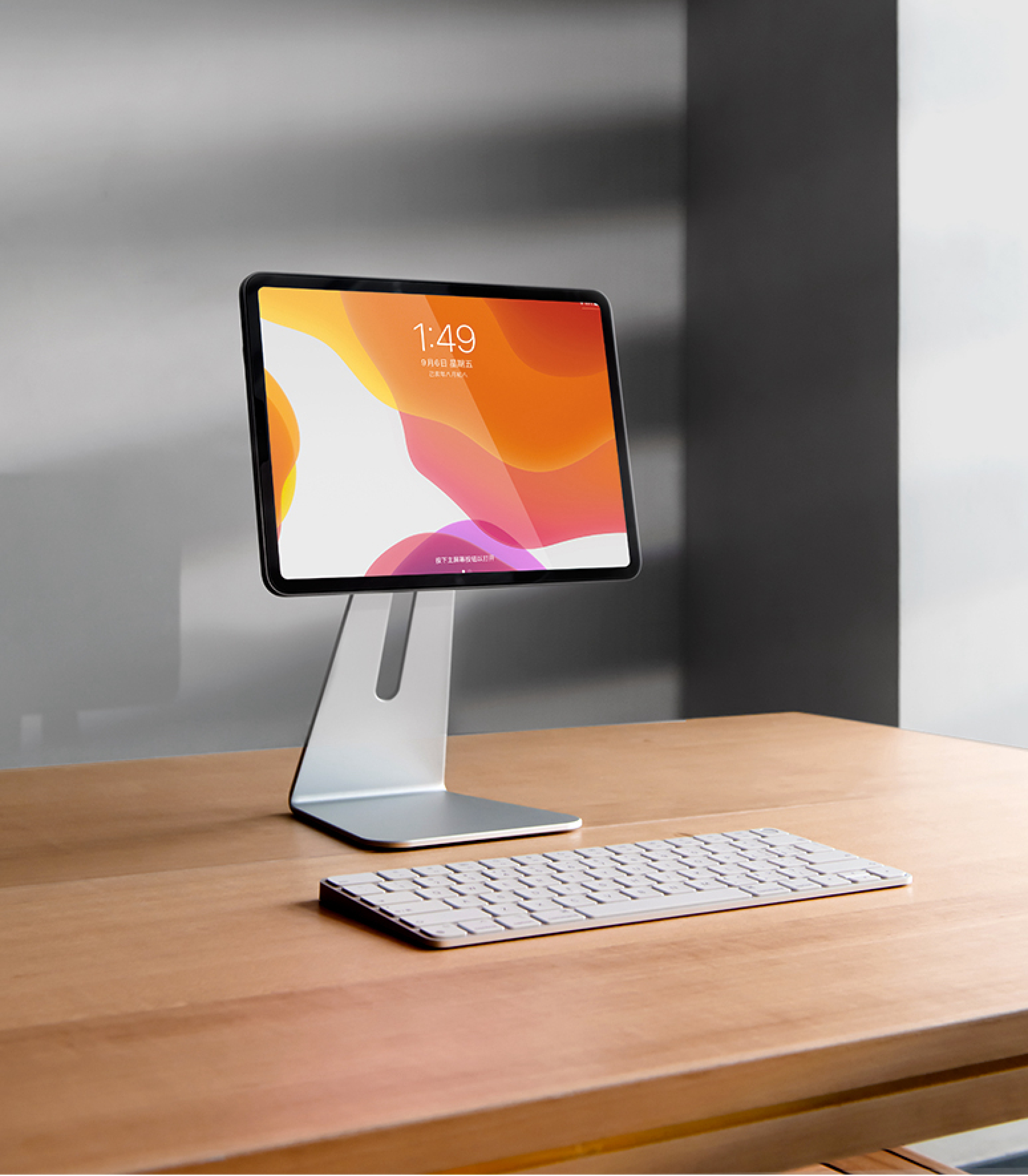 iPad Pro 12.9 3./4./5. magnetischer Ständer Halterung Alu verstellbar Silber 360° drehbar