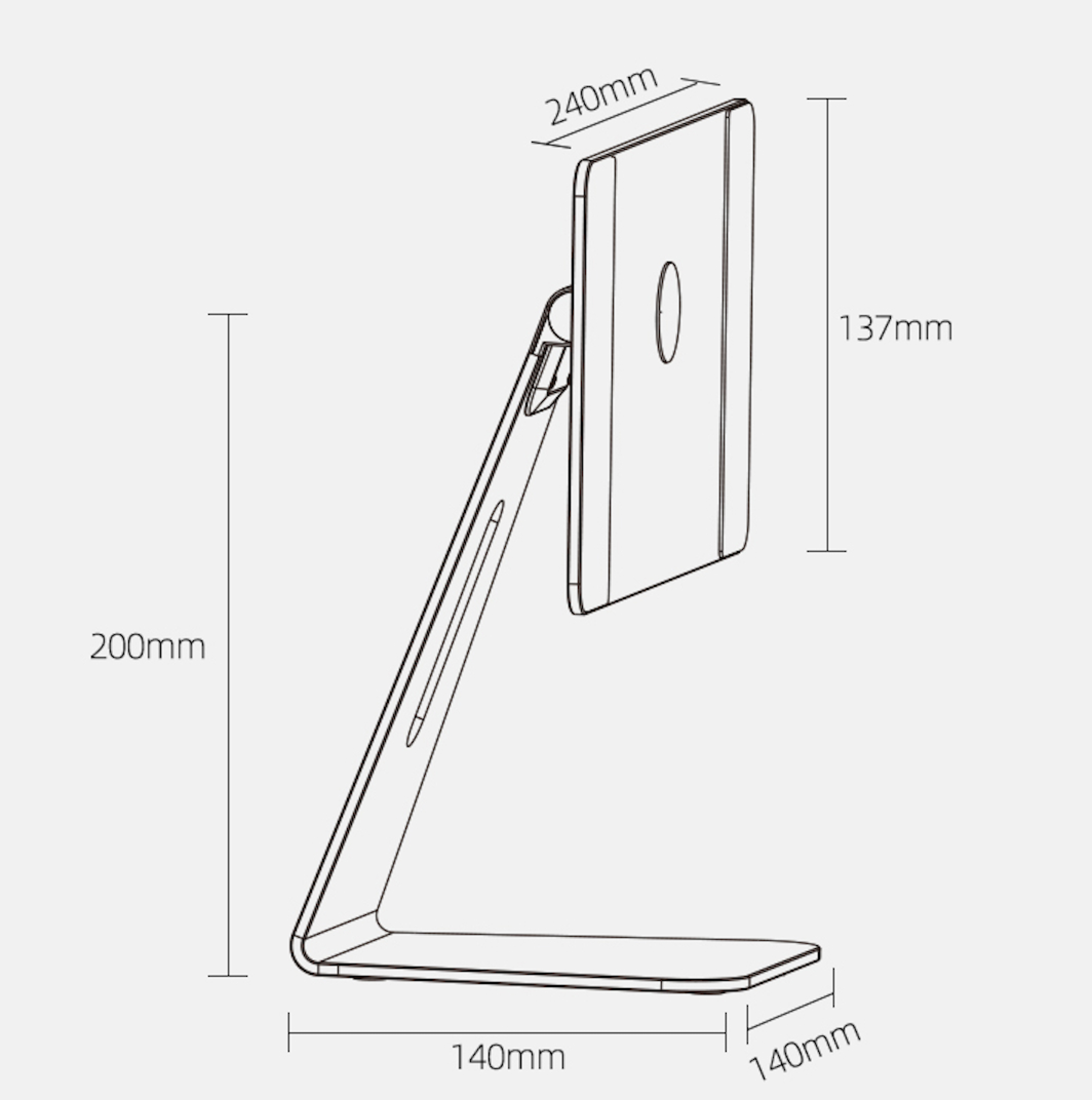 iPad Pro 11 1./2./3. & iPad Air 4 Generation magnetischer Ständer Halterung Alu verstellbar Silber